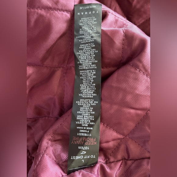 Top Man Burgundy Bomber Varsity Jacket - Picture 14 of 15